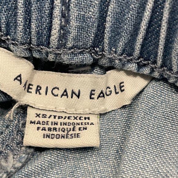 American Eagle Lyocell Denim Shorts Womens Size XS Pockets Drawstring Pull On - Picture 3 of 9